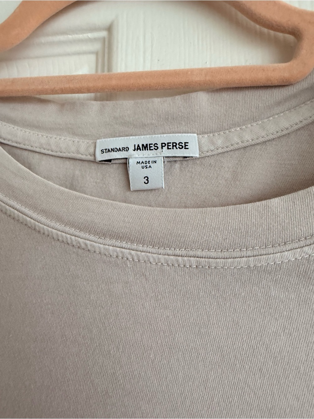 James Perse Neutral Beige Classic Crewneck Tee